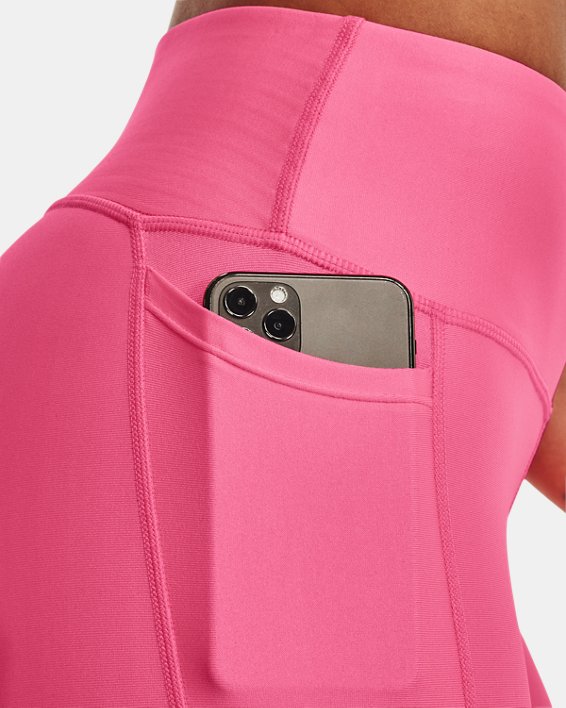 Damen HeatGear® Armour No-Slip Waistband Full-Length-Leggings, Pink, pdpMainDesktop image number 3